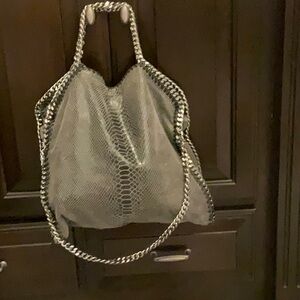 Stylish Gray Snakeskin Tote Bag